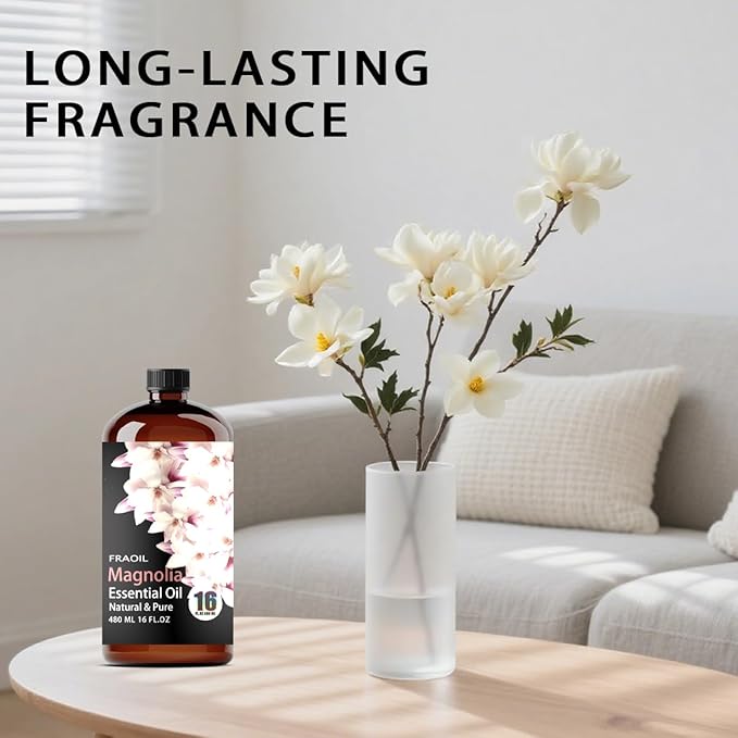 Magnolia Essential Oil, Magnolia Oil 16 Fl Oz 480 ML for Diffuser Humidifier Yoga Cleaning DIY Candle Soap Making Perfume Gift for Women Essential Oils