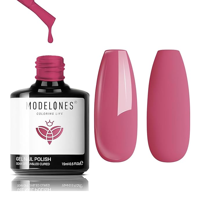 modelones Gel Nail Polish, 15 ML Pink Light Pink Gel Polish Nail Polish High Gloss Soak Off U V French Nail Manicure Salon DIY for Women Girls