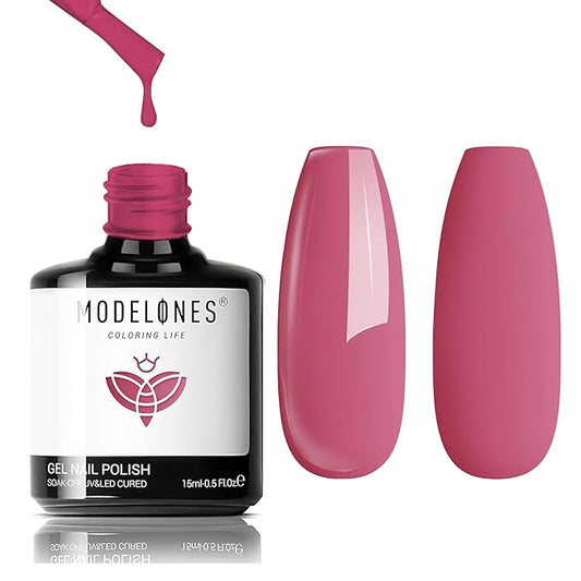modelones Gel Nail Polish, 15 ML Pink Light Pink Gel Polish Nail Polish High Gloss Soak Off U V French Nail Manicure Salon DIY for Women Girls