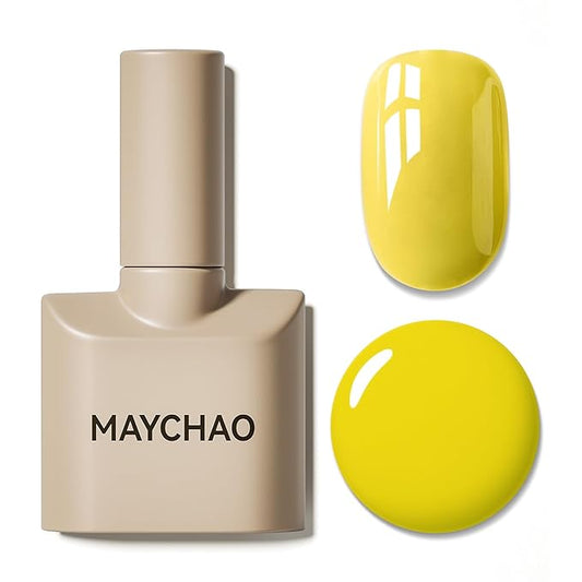 MAYCHAO 15ML Yellow Gel Nail Polish 1Pc Lemon Yellow Gel Polish Soak Off UV LED Nail Polish Nail Art Starter Manicure Salon DIY at Home, 0.5 OZ
