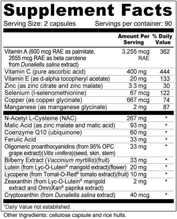 Wellness Resources Daily Protector Eye & Immune - Lutein, Lycopene, Zeaxanthin, Cryptoxanthin, Bilberry and More for Eye, Immune, and Skin Health (180 Capsules)
