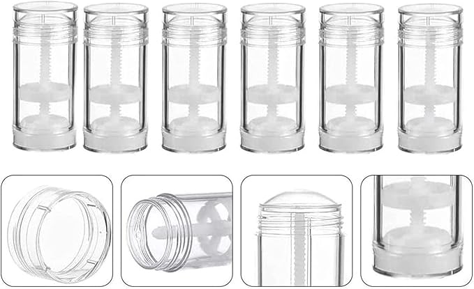 10 Pcs 30ml Empty Deodorant Containers Twist-up Filling Stick Clear Plastic Deodorant Container 1 Oz Refillable Deodorant Bottles Bottom-fill Round Lip Balm Tubes for DIY Lipstick Crayon Chapstick