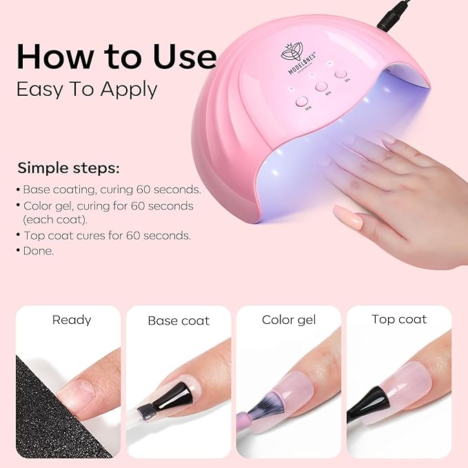 modelones Milky Pink Gel Nail Polish, 15 ML Nude Pink Tones Baby Pink Bubble Bath Nail Art Translucent Jelly Polish Design for Women Girl Nail Lovers Gift Salon DIY Summer Gel Manicure