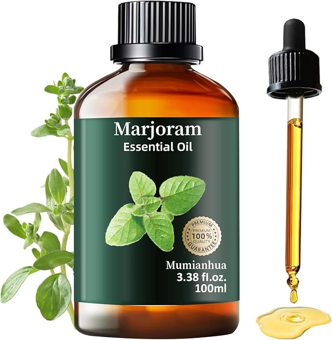 Pure Marjoram Essential Oil, Mumianhua Natural Marjoram Oil for Diffuser, Room Spray, Massage, Humidifier & Air Purifier, Skin, Soothing Comfort, Evening Ease, Outdoor Protection 3.38 Fl Oz