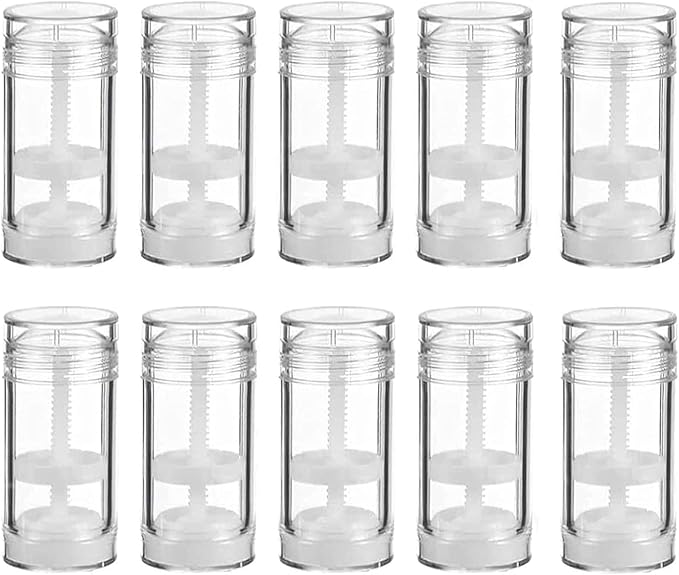 10 Pcs 30ml Empty Deodorant Containers Twist-up Filling Stick Clear Plastic Deodorant Container 1 Oz Refillable Deodorant Bottles Bottom-fill Round Lip Balm Tubes for DIY Lipstick Crayon Chapstick