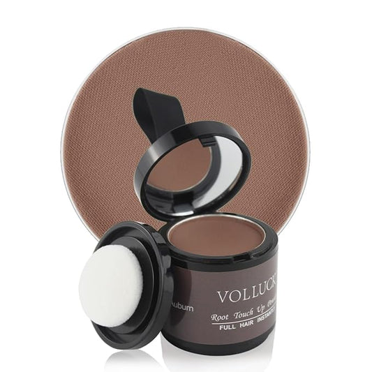 VOLLUCK Root Touch up Powder, Instant Hairline Powder for Thinning Areas and Gray Hair Coverage, Natural and Non-greasy Root Cover up for Women and Men (Auburn, 0.35 Ounce)