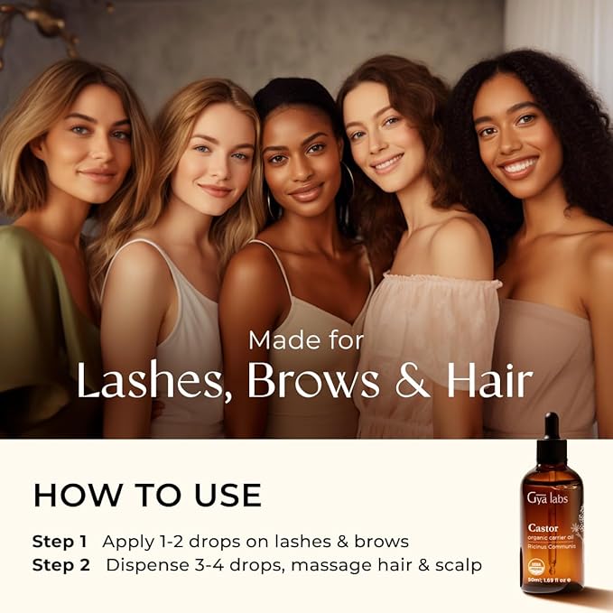 Gya Labs Castor Carrier Oil - 1.7 Fl Oz - for Hair, Skin, Face, Scalp & Body Massage