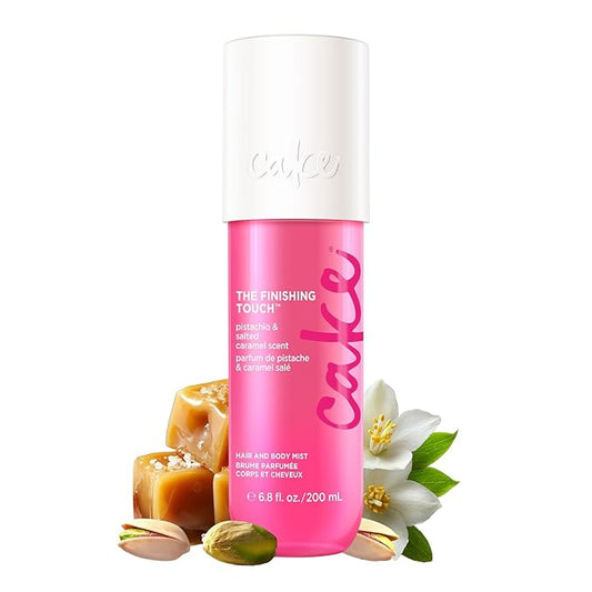 Cake Beauty Hair & Body Mist, The Finishing Touch - Pistachio & Salted Caramel Scent - Infused with Vitamin E & Argan Oil - For All Skin & Hair Types - 6.8 Fl Oz / 200 mL