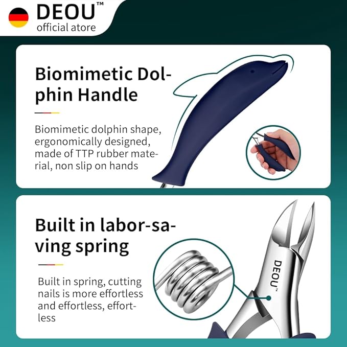 DEOU Professional Stainless Steel Podiatrist Nail Clippers, Heavy Duty Manicure Pliers for Thick Nails, Pedicure Toe Nail Clippers Tools for Men Women