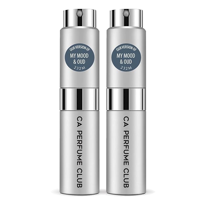 CA Perfume Impression of Oud Satin Mood for Men Amber Woody Scent Long Lasting Cologne for Men Eau De Parfum Travel Size Refillable Atomizer Spray 0.27 Fl Oz 8ml Pack of 2