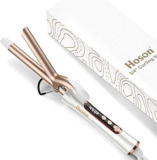 3/4 Inch Curling Iron for Short Hair, Dual Voltage Hair Curling Iron Ceramic, Professiona Curling Wand Tourmaline(Champagne Gold)