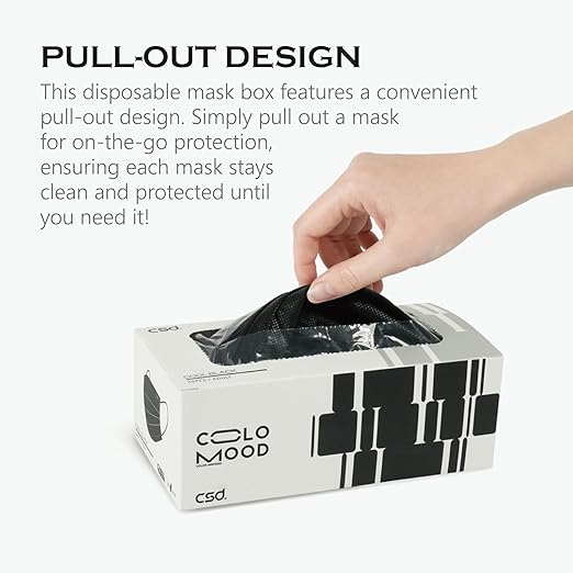 CSD Colo 30 Pcs Black Disposable Face Masks, 3 Ply Adult Mask with Elastic Ear Loop, Nose Bridge Clip, Breathable Comfortable Mask Great for Indoor, Outdoors Use (Cool Black)
