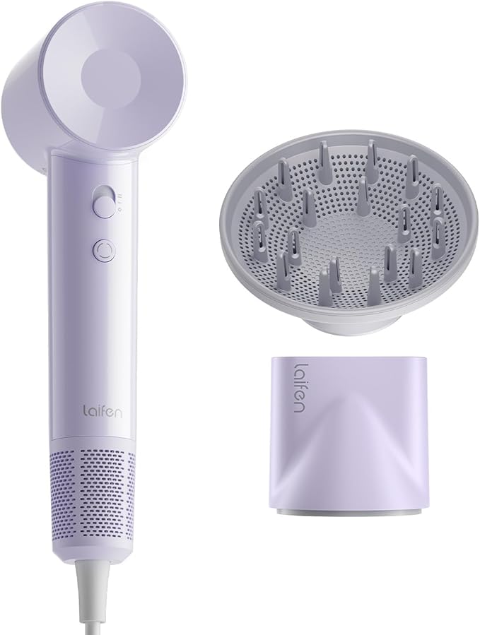 Laifen SE Lite Hair Dryer, Negative Ionic Blow Dryer with 100,000 RPM Brushless Motor for Fast Drying, High-Speed Low Noise Thermo-Control Hair Dryer with Lightweight Design and 2 Nozzles