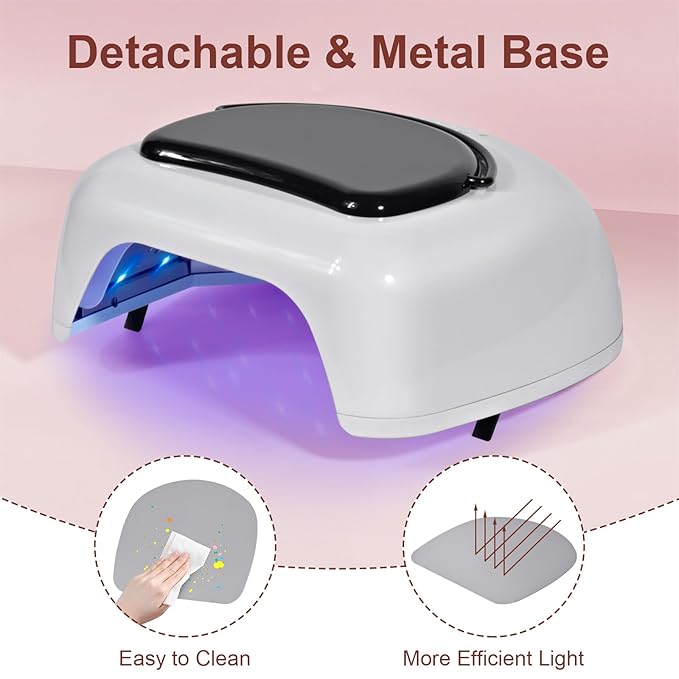 Professional Rechargeable 96W UV LED Nail Lamp,Cordless Nail Dryer with 4 Timer Settings,Portable Design & Auto Sensor,Fast Curing Lamp for Salon & Home(White+Black)