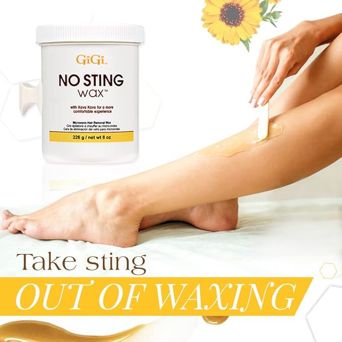 GiGi No Sting Wax with Kava Kava – Microwave Hair Removal Wax, 8 Ounces
