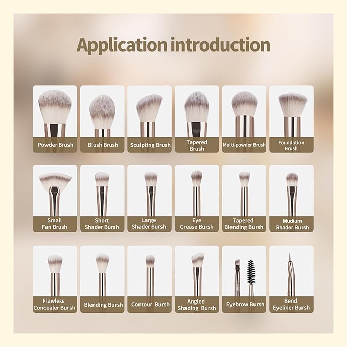 MAANGE Makeup Brush Set 38 Pcs Premium Synthetic Makeup Brushes For Foundation Powder Concealers Blush Eye shadows Make up Brushes Kits - Champagne