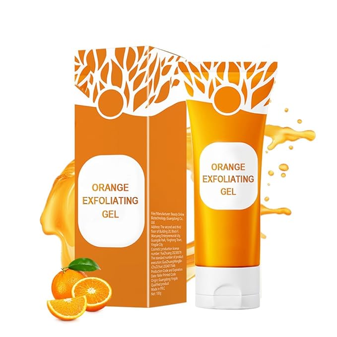 Orange Exfoliating Gel for Face and Body, Deep Pore Orange Peeling Scrub, Cleaning Pores, Remove Blackheads Moisturize Cleansing Smooth,Facial Exfoliating Gel for All Skin
