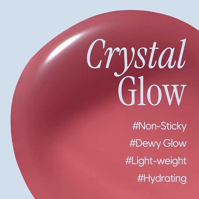 Crystal Dewy Lip Gloss | Lightweight & Non-Sticky | High-Shine & Long-Lasting | Hydrating Korean Lip Care Gloss | 0.17 oz. (02 CHARMING ROSE)