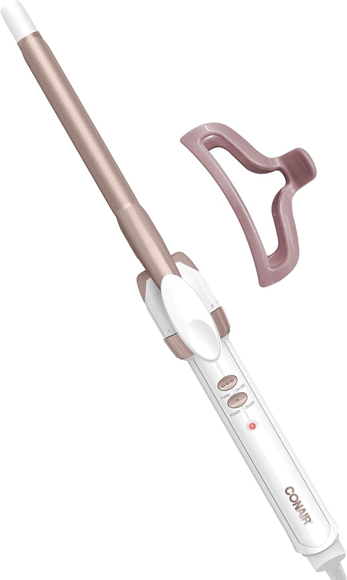 Conair Double Ceramic 1/2-Inch Curling Iron with Bonus Claw Clip, 1/2-Inch Barrel Creates Spiral Curls, Hair Curler for Use on Short to Medium Hair, White