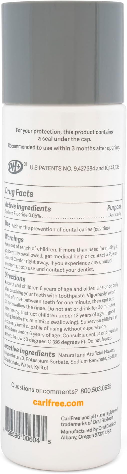 CariFree Maintenance Rinse, Citrus Flavored, Anti-Cavity Fluoride Mouthwash, Dentist Recommended, Prevents Oral Decay, Freshens Breath, Alcohol-Free, Neutralizes pH (16 Fl Oz (Pack of 4)