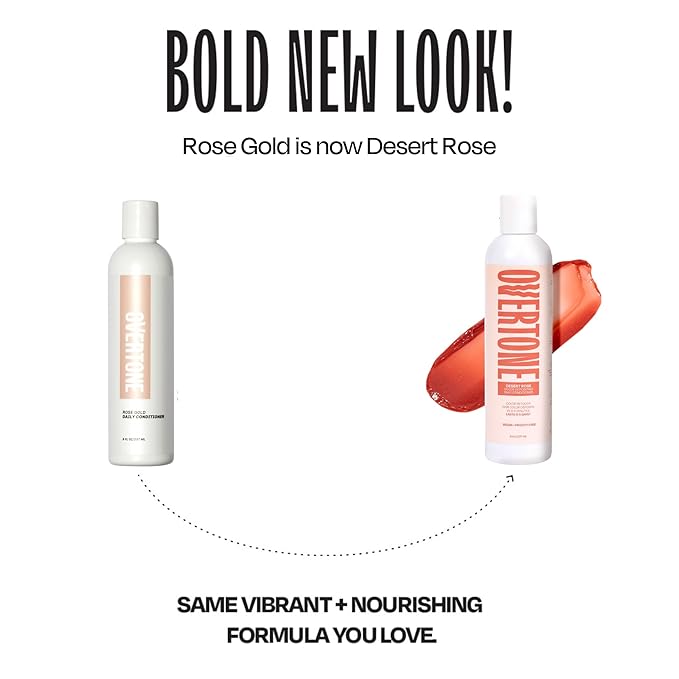 Overtone Daily Color Depositing Conditioner, Desert Rose, 8 oz, Hydrating, Damage-Free Temporary Hair Color for All Hair Types with Shea Butter & Coconut Oil, Vegan & Cruelty-Free