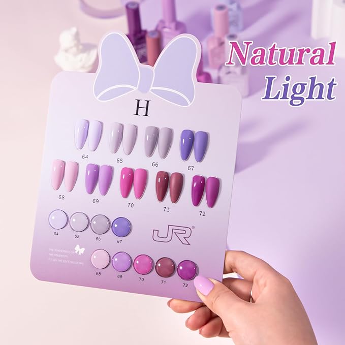 JR 9pcs 15ml Gel Nail Polish Set Including Lavender Purple Gel Polish Kit UV LED Soak Off Polish Home DIY Gift Purple Set