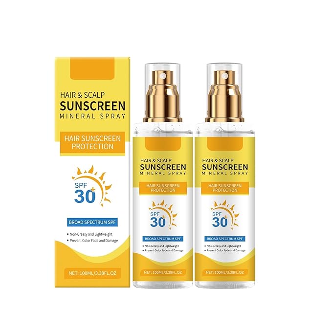 2 Pcs Hair and Scalp Sunscreen Spray SPF 30, Weightless Invisible Mist UV Protection Hair and Scalp Sunscreen Spray Non Greasy.