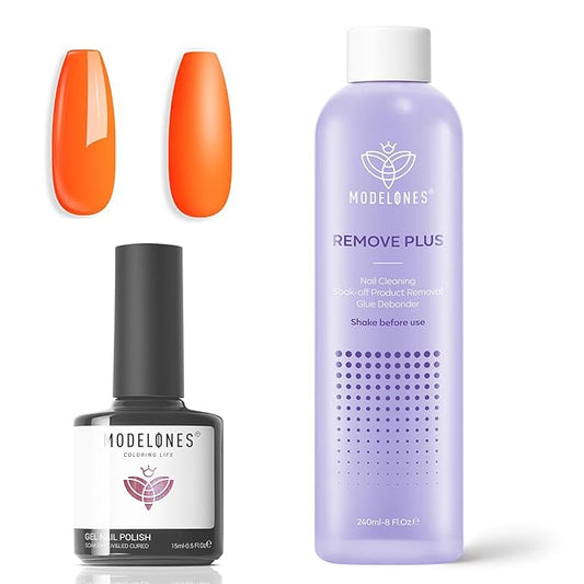 modelones Nail Polish Remover, Acetone Nail Polish Remover and Red Orange Sky Blue Gel Manicure for Travel NalilArt for Salon DlY at Home