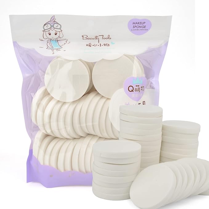 40 PCS Makeup Blenders Sponges Set, Use for Dry and Wet, Perfect for Full Face Curve Blending, Cream, Liquid, Powder Foundation Cosmetics, Latex Free & Soft & Flexible, Round