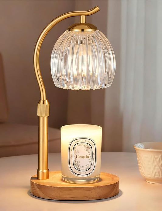 Hong-in Flower Candle Warmer Lamp - with Timer & Dimmer & Adjustable Height, Cozy Home Decor Wax Melt Warmer,Vintage Birthday Gift for Women Mom