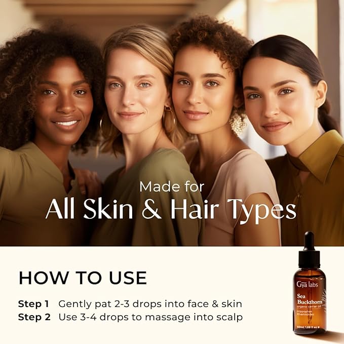 Gya Labs Sea Buckthorn Carrier Oil - 1.7 Fl Oz - for Hair, Skin, Face, Scalp & Body Massage