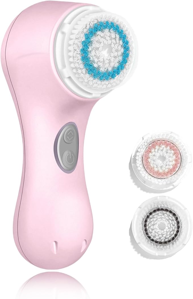 Microtree Electric Facial Cleansing Brush, Sonic Vibrating Rechargeable Face Scrubber Exfoliator, 2 Speeds for Gentle Clean, Face Wash Brush - No Rotation, Safe for All Skin Types