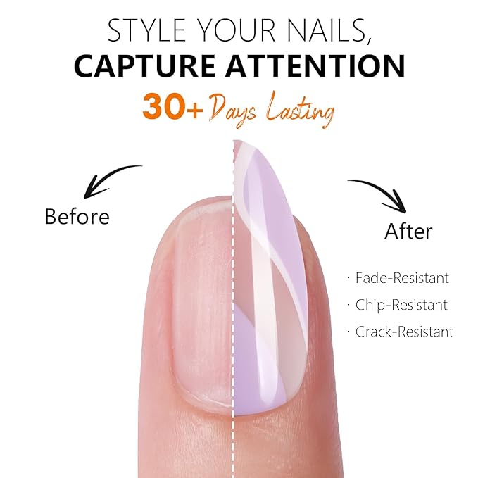 Makartt Press on Nails Kit: Short Gradient & French Glam Coffin Nail Tips in 6 Styles 144PCS, Natural Fit with Adhesive Tabs, Glue, and File, Manicure Set for Home Salon