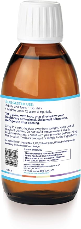 PRN DE Omega Benefits Liquid Supplement - 10 oz, 60-Day Supply - Re-Esterified Omega 3 Triglyceride Form with 1680mg EPA, 560mg DHA & Vitamin D for Dry Eye Support