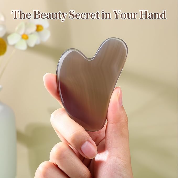 rosenice Gua Sha Facial Tools Gua Sha Agate Stone for Face Skincare Facial Body for Gray
