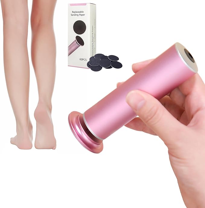 Dermave Electric Foot Callus Remover – Pedicure Tool with 60pcs Sanding Discs, Electric Foot Callus Remover, Callus Remover for Feet - Foot File for Dead Cracked Skin, Men/Women (Pink)