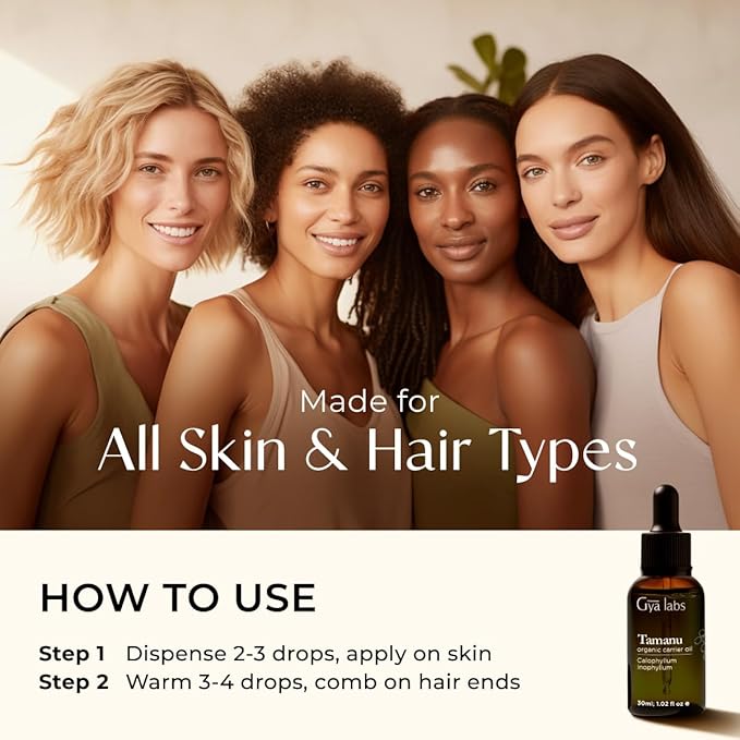 Gya Labs Tamanu Carrier Oil - 1 Fl Oz - for Hair, Skin, Face, Scalp & Body Massage