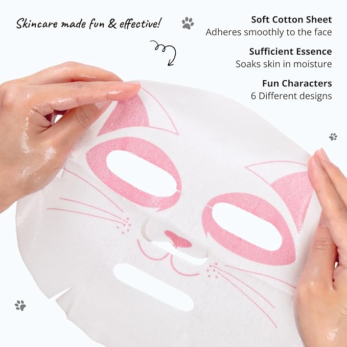 Epielle Character Face Mask Wave & Wild 12 Pack, Fun & Effective Korean Skin Care, Spa Party Favors, Stocking Stuffers, Birthday Gifts for Women, Thanksgiving Essentials