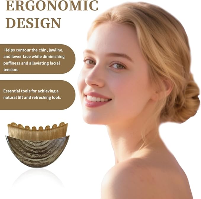 2PCS New Lymphatic Contour Face Brush, Lymphatic Drainage Massager for Face - Ergonomic Sculpting & Drainage, Not Dry, Makeup or Cleansing Brush, Targets Chin & Jawline Precisely (Brown)