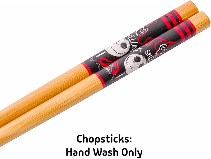 Silver Buffalo Disney Nightmare Before Christmas Jack Skellington Ceramic Ramen Noodle Rice Bowl with Chopsticks, Microwave Safe, 20 Ounces