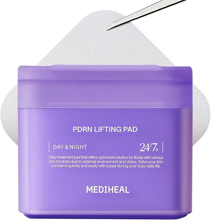 MEDIHEAL Toner Pads [PDRN] - Stretchable Lifting Pads with Squalane and Glutathione for Total Skin Care - Plant Based Rose PDRN - Wrinkle & Pore Care - Vegan Stretchable Lifting Fabric (100 Count)