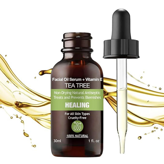 Purifect Tea Tree Oil Facial Serum – Treats & Prevents Blemishes and Acne with Vitamin E – Made in USA | Sensitive Skin Formula with Shea Butter, Sunflower Seed, Jojoba, Redness Relief