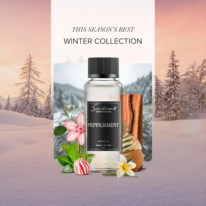 Scentiment - Peppermint Winter Collection Diffuser Oils | Aromatherapy Home Fragrance | Luxurious Scent with Notes of Peppermint, Mint, Vanilla, 20ml