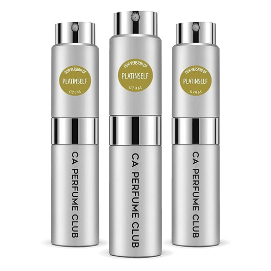 CA Perfume Impression of Platinself for Men Woody Floral Musk Scent Long Lasting Cologne for Men Eau De Parfum Travel Size Refillable Atomizer Spray 0.27 Fl Oz 8ml