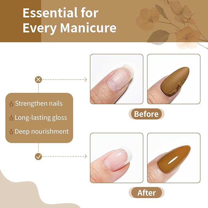 Base and Top Coat Nail Polish Quick Dry,16.5ml Large capacity Basic Nail Polish Set Air Dry Fast, High-Glossy Shiny, No U V Light Needed for Women Salon DIY Nail Art