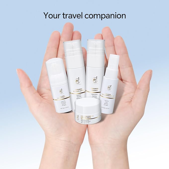 Bioactive Collagen Skincare Kit All In One for Travel Cleaning,Hydrating,Soothing,Repairing,Revitalizing,Anti-aging