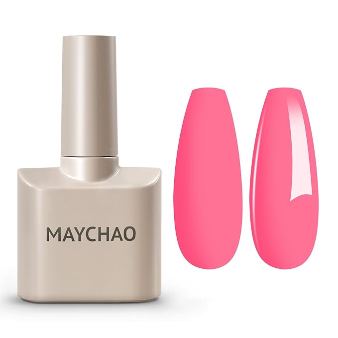 MAYCHAO 15ML Gel Nail Polish 1Pc Bright Pink Gel Polish Soak Off UV LED Nail Lamp Curing Nail Polish for Nail Art Manicure Salon DIY at Home, 0.5 OZ