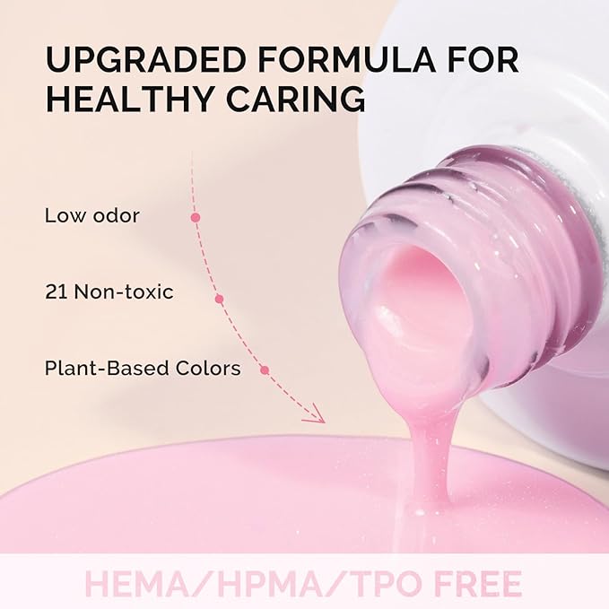 MelodySusie Fleurwee Plant Based Gel Nail Polish, Hema Free Glitter Pink Nail Polish, Soak Off UV LED Gel Polish Gift for Women 21 Non Toxic Long Lasting Nail Art Manicure Salon DIY at Home P11