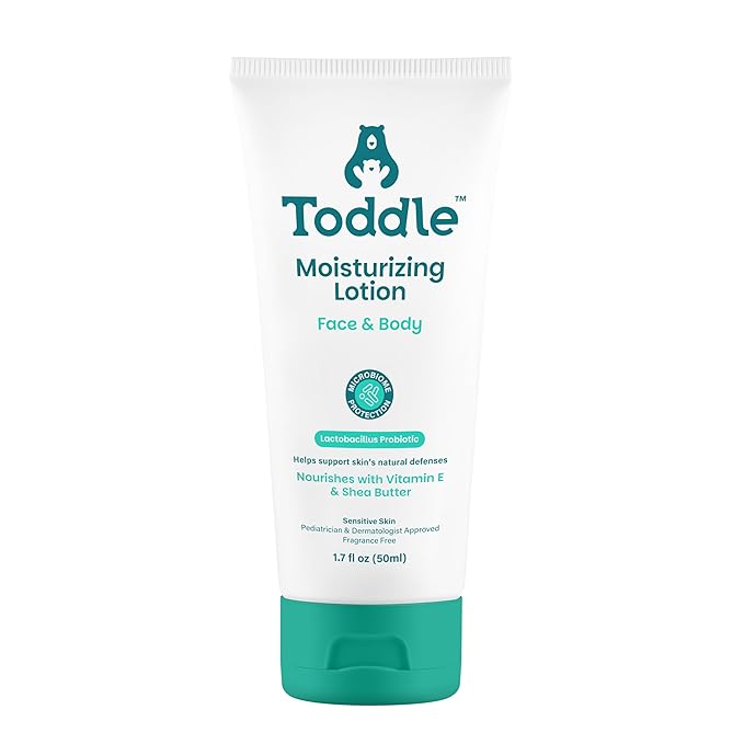 Probiotic Moisturizing Lotion for Face & Body, Eczema & Dry Skin Relief, Fragrance-Free with Vitamin E, Shea Butter for Sensitive Baby & Kids Skin, Pediatrician-Approved, Travel Size 1.7oz