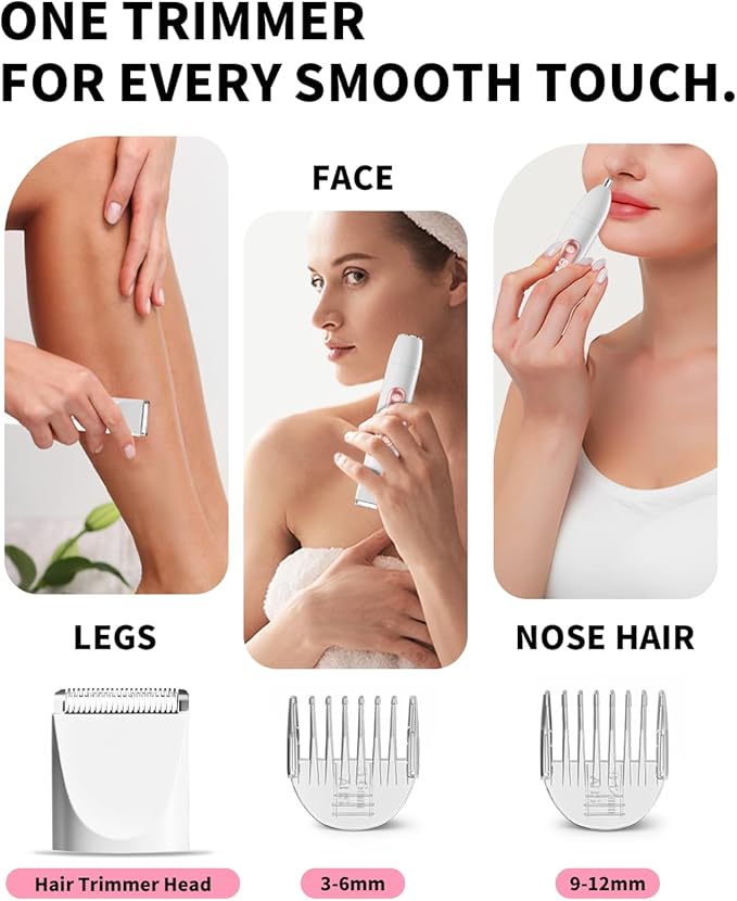 Ufree Bikini Trimmer Electric Razors for Women Dual Head, Pubic Body Hair Trimmer Electric Shaver for Face, Legs, Arm, Rechargeable Lady Shaver Waterproof, Summer Grooming Kit, Gifts for Her